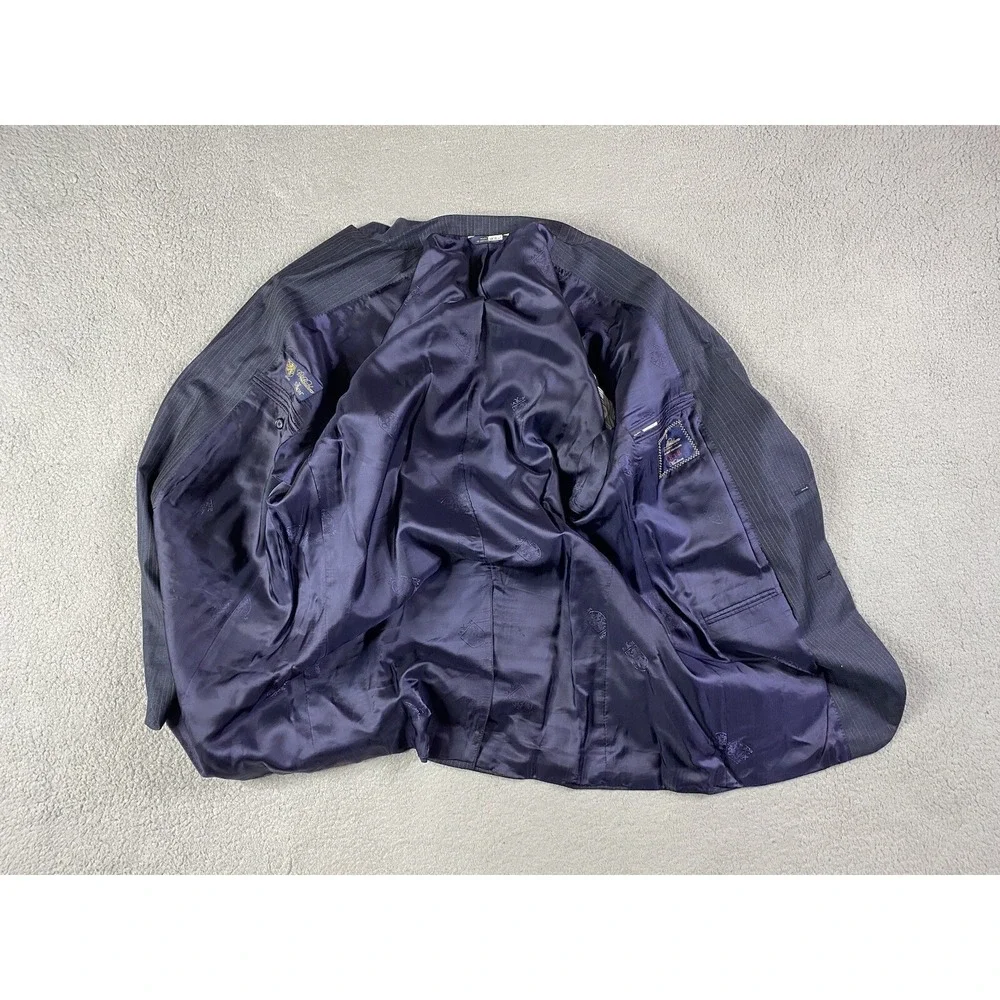 Brooks Brothers Jacket 46 L Navy SaxXon Wool Striped Madison 1818 Sport Coat - Picture 11 of 16
